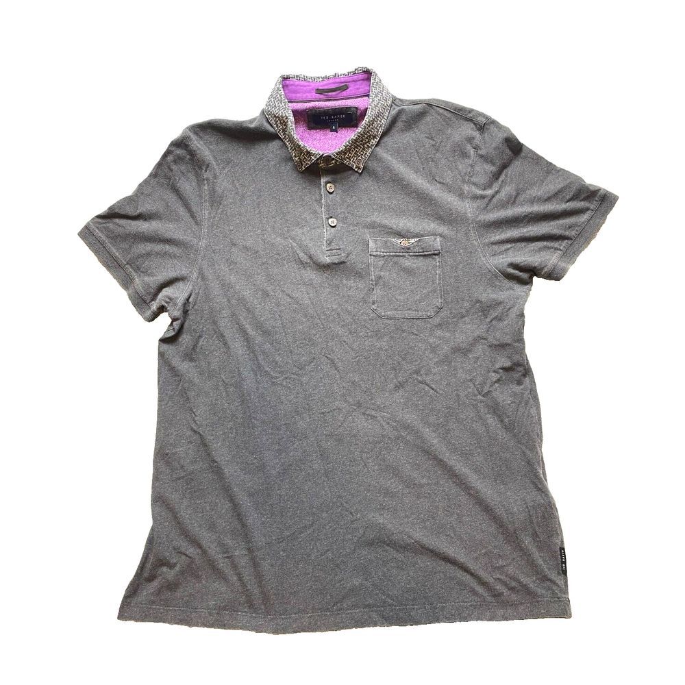 Ted Baker Shirt Adult 5 Extra Large‎ Charcoal Gray Pocket Casual Golf Polo Mens